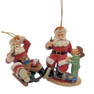Coca Cola Santa‎ Claus Christmas Ornaments Lot of 2